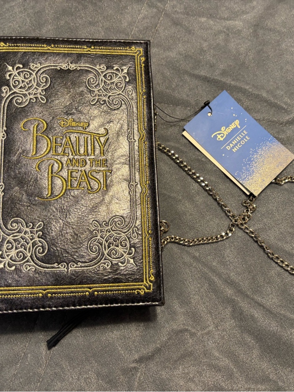 Disney Danielle Nicole Beauty and the Beast Book Crossbody - Black and Gold